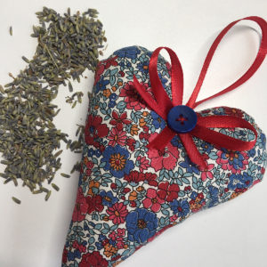 Single Handmade Liberty Fabric Heart with Lavender