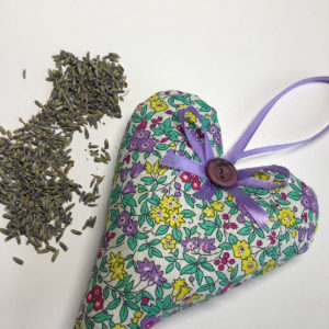 Single Handmade Liberty Fabric Heart with Lavender