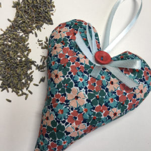 Single Handmade Liberty Fabric Heart with Lavender