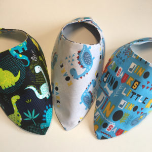 Set of 3 Dinosaur Print Bandana Dribble Bibs