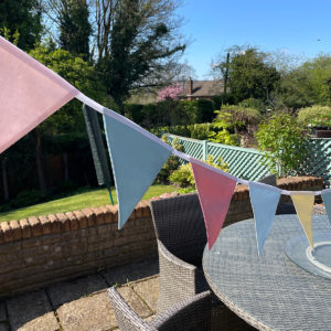 Handmade Double Sided Cotton Fabric Summer Bunting – Pink/Blue/Yellow Tones