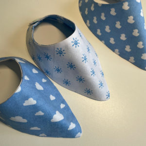 Set of 3 Blue/White Reversible Bandana Dribble Bibs